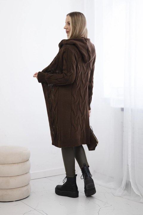 Sweter Kardigan z kapturem brązowy Sweter Kardigan z kapturem brązowy