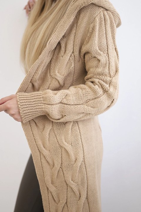 Sweter Kardigan z kapturem camelowy Sweter Kardigan z kapturem camelowy