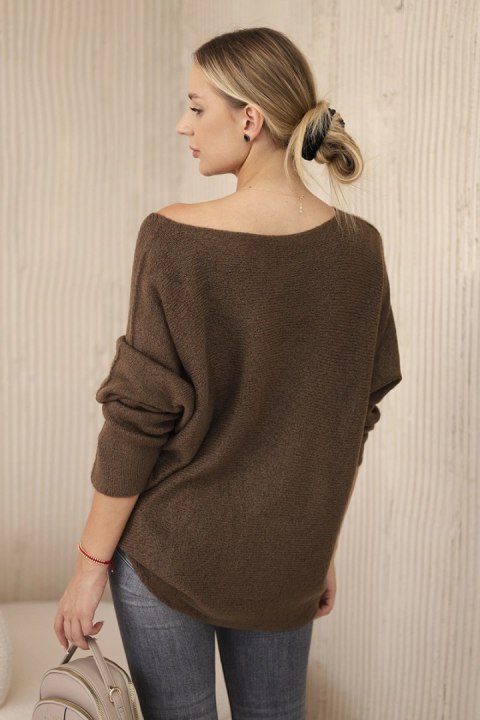 Sweter z dekoltem V brązowy Sweter z dekoltem V brązowy