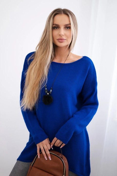 Sweter z naszyjnikiem chabrowy Sweter z naszyjnikiem chabrowy