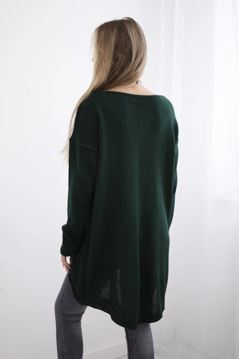 Sweter z naszyjnikiem ciemny zielony Sweter z naszyjnikiem ciemny zielony