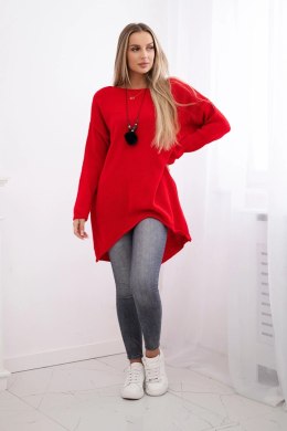 Sweter z naszyjnikiem czerwony