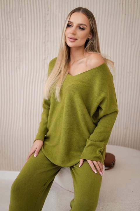 Komplet sweterkowy 2-częściowy bluza + spodnie kiwi Komplet sweterkowy 2-częściowy bluza + spodnie kiwi
