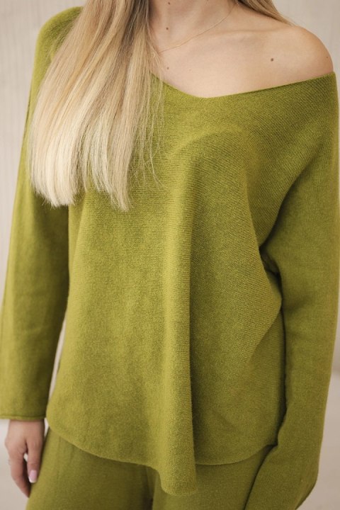 Komplet sweterkowy 2-częściowy bluza + spodnie kiwi Komplet sweterkowy 2-częściowy bluza + spodnie kiwi
