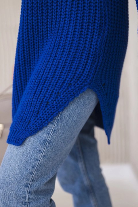 Sweter z rozcięciami na bokach chabrowy Sweter z rozcięciami na bokach chabrowy