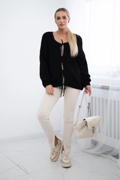 Sweter z wiązaniem z przodu czarny Sweter z wiązaniem z przodu czarny