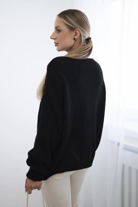 Sweter z wiązaniem z przodu czarny Sweter z wiązaniem z przodu czarny