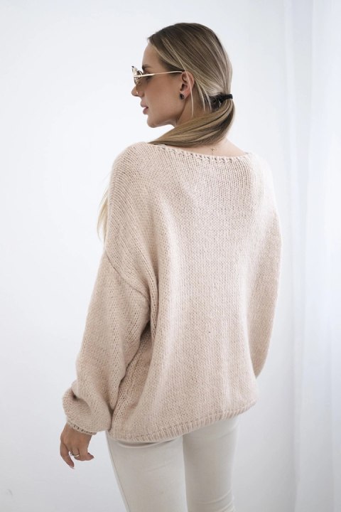 Sweter z wiązaniem z przodu pudrowy róż Sweter z wiązaniem z przodu pudrowy róż