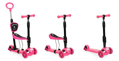 Hulajnoga trójkołowa balansowa led 3w1 świecące kółka - Różowa ECOTOYS Hulajnoga trójkołowa balansowa led 3w1 świecące kółka - Różowa ECOTOYS