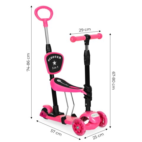 Hulajnoga trójkołowa balansowa led 3w1 świecące kółka - Różowa ECOTOYS Hulajnoga trójkołowa balansowa led 3w1 świecące kółka - Różowa ECOTOYS