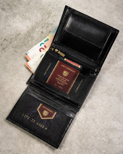 Zestaw prezentowy: skórzany portfel męski, etui na karty i brelok - Peterson Zestaw prezentowy: skórzany portfel męski, etui na karty i brelok - Peterson