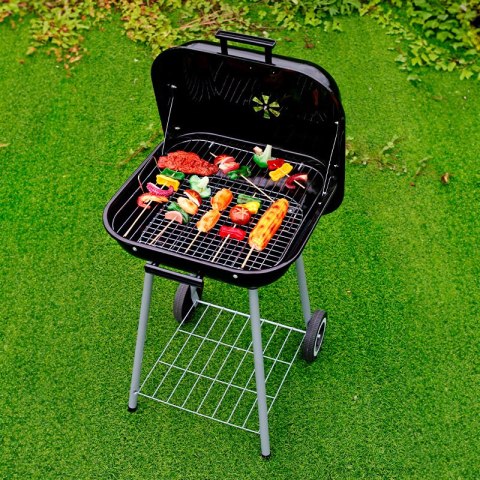 Grill węglowy ogrodowy z pokrywą na zawiasach + kółka ModernHome Grill węglowy ogrodowy z pokrywą na zawiasach + kółka ModernHome