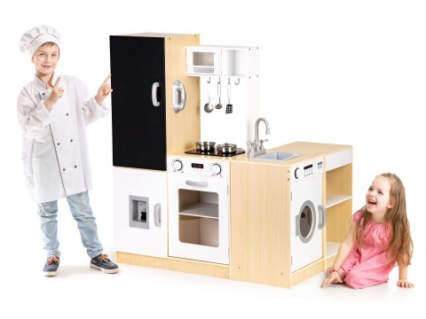 Drewniana kuchnia dla dzieci osobne segmenty XXL tablica + LED ECOTOYS Drewniana kuchnia dla dzieci osobne segmenty XXL tablica + LED ECOTOYS