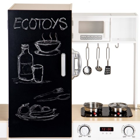 Drewniana kuchnia dla dzieci osobne segmenty XXL tablica + LED ECOTOYS Drewniana kuchnia dla dzieci osobne segmenty XXL tablica + LED ECOTOYS