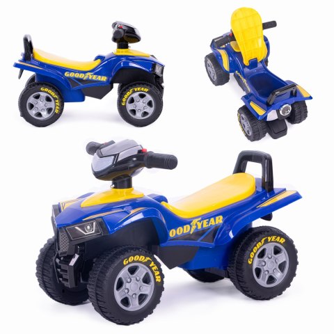 Jeździk quad Goodyear interaktywna kierownica dźwięki niebieski Jeździk quad Goodyear interaktywna kierownica dźwięki niebieski