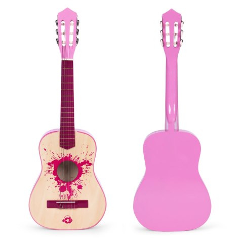 Gitara dla dzieci różowa duża - 34 drewniana 6 strun metalowe i nylonowe ECOTOYS Gitara dla dzieci różowa duża - 34 drewniana 6 strun metalowe i nylonowe ECOTOYS