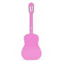 Gitara dla dzieci różowa duża - 34 drewniana 6 strun metalowe i nylonowe ECOTOYS