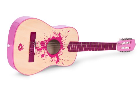 Gitara dla dzieci różowa duża - 34 drewniana 6 strun metalowe i nylonowe ECOTOYS Gitara dla dzieci różowa duża - 34 drewniana 6 strun metalowe i nylonowe ECOTOYS