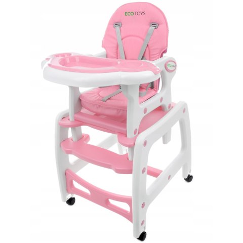 Fotelik krzesełko do karmienia różowe 3w1 bujany fotel krzeseło ze stoliczkiem ECOTOYS Fotelik krzesełko do karmienia różowe 3w1 bujany fotel krzeseło ze stoliczkiem ECOTOYS