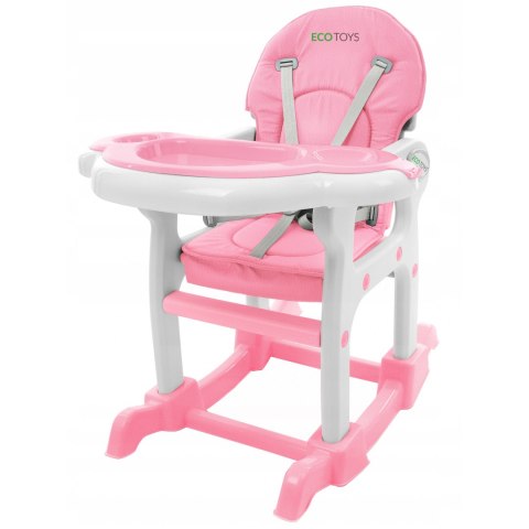Fotelik krzesełko do karmienia różowe 3w1 bujany fotel krzeseło ze stoliczkiem ECOTOYS Fotelik krzesełko do karmienia różowe 3w1 bujany fotel krzeseło ze stoliczkiem ECOTOYS