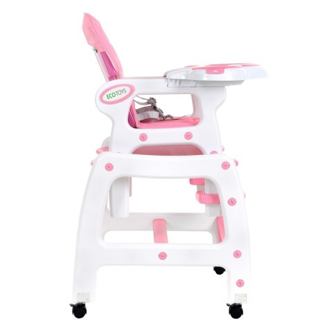 Fotelik krzesełko do karmienia różowe 3w1 bujany fotel krzeseło ze stoliczkiem ECOTOYS Fotelik krzesełko do karmienia różowe 3w1 bujany fotel krzeseło ze stoliczkiem ECOTOYS