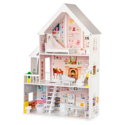 Domek dla lalek drewniany 3 piętra XXL Rezydencja Pudrowa ECOTOYS Domek dla lalek drewniany 3 piętra XXL Rezydencja Pudrowa ECOTOYS