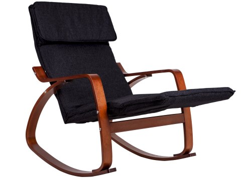 Fotel bujany regulowany podnóżek drewniane ramiona ModernHome Fotel bujany regulowany podnóżek drewniane ramiona ModernHome