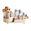 Organizer na pędzle, kosmetyki, ryflowany obrotowy kremowy 34,5x14,7x14,3cm CB56K