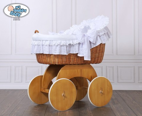 Kosz Mojżesza z budką wiklinową Lily naturalny + biała pościel Kosz Mojżesza z budką wiklinową Lily naturalny + biała pościel