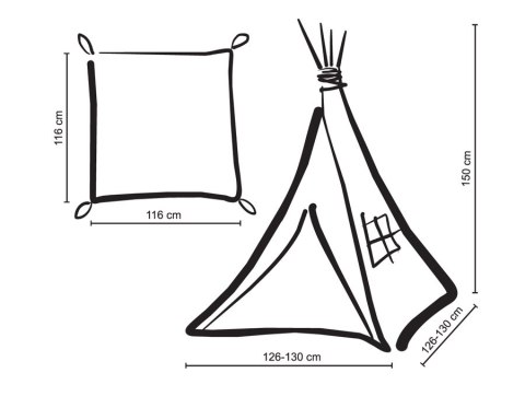 Namiot TIPI dla dzieci + mata + poduszki + zawieszki pióra - Białe grochy na turkusie Namiot TIPI dla dzieci + mata + poduszki + zawieszki pióra - Białe grochy na turkusie