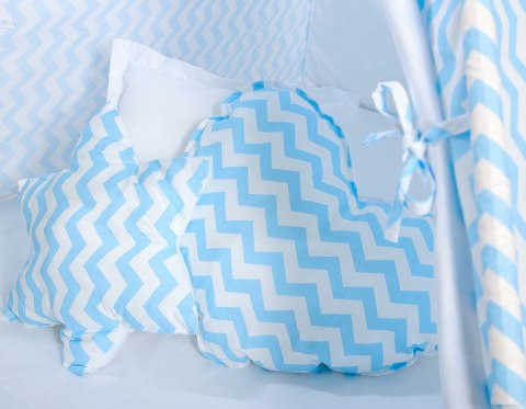 Namiot TIPI dla dzieci + mata + poduszki + zawieszki pióra - Chevron niebieski Namiot TIPI dla dzieci + mata + poduszki + zawieszki pióra - Chevron niebieski