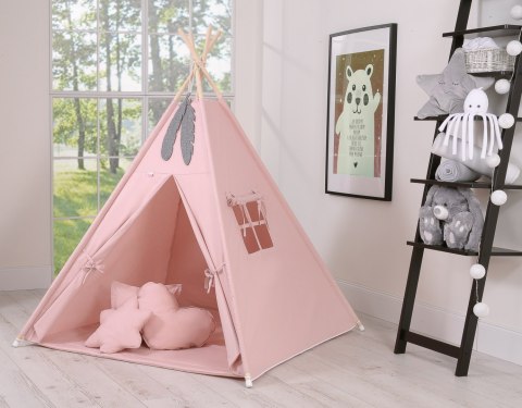 Namiot Tipi dla dzieci + zawieszki pióra - brudny róż Namiot Tipi dla dzieci + zawieszki pióra - brudny róż