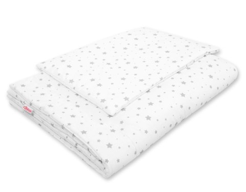 Komplet pościeli dla dzieci z wypełnieniem 120x90cm - mini gwiazdki szare na białym tle Komplet pościeli dla dzieci z wypełnieniem 120x90cm - mini gwiazdki szare na białym tle