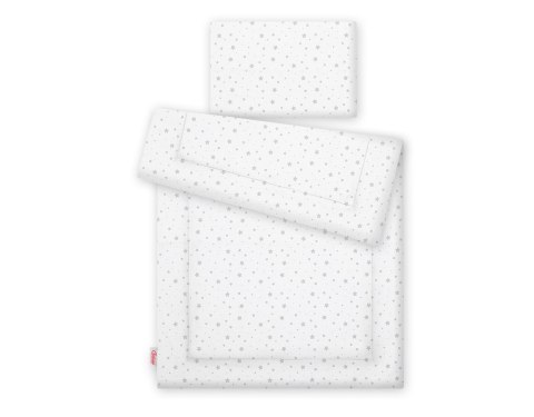 Komplet pościeli dla dzieci z wypełnieniem 120x90cm - mini gwiazdki szare na białym tle Komplet pościeli dla dzieci z wypełnieniem 120x90cm - mini gwiazdki szare na białym tle