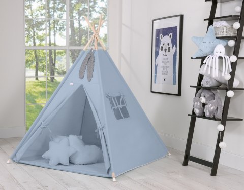 Namiot Tipi dla dzieci + zawieszki pióra - brudny niebieski Namiot Tipi dla dzieci + zawieszki pióra - brudny niebieski