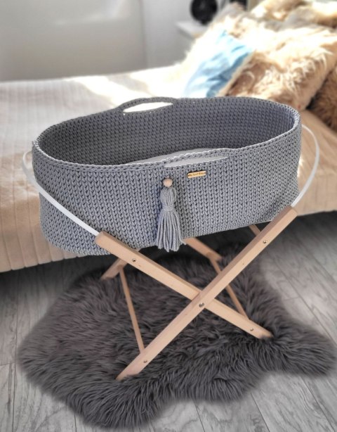 Kosz Mojżesza BOHO Handmade ze stojakiem - ciemny szary Kosz Mojżesza BOHO Handmade ze stojakiem - ciemny szary