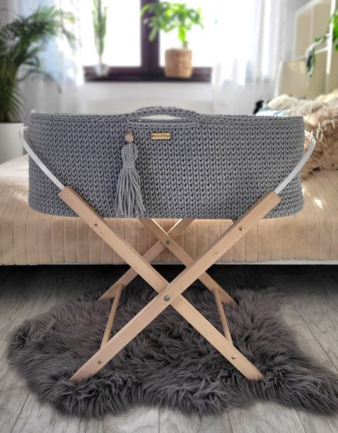 Kosz Mojżesza BOHO Handmade ze stojakiem - ciemny szary Kosz Mojżesza BOHO Handmade ze stojakiem - ciemny szary