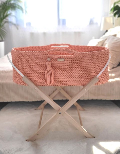 Kosz Mojżesza BOHO bawełniany Handmade z materacykiem - brzoskwiniowy Kosz Mojżesza BOHO bawełniany Handmade z materacykiem - brzoskwiniowy