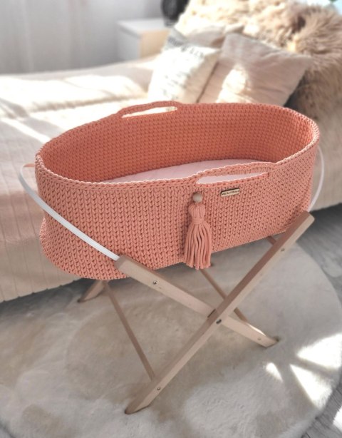 Kosz Mojżesza BOHO bawełniany Handmade z materacykiem - brzoskwiniowy Kosz Mojżesza BOHO bawełniany Handmade z materacykiem - brzoskwiniowy