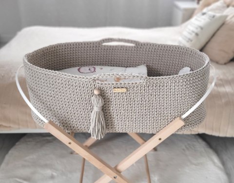 Kosz Mojżesza BOHO bawełniany Handmade z materacykiem - jasny beżowy Kosz Mojżesza BOHO bawełniany Handmade z materacykiem - jasny beżowy