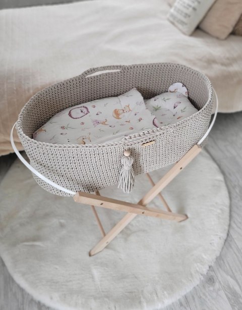 Kosz Mojżesza BOHO bawełniany Handmade z materacykiem - jasny beżowy Kosz Mojżesza BOHO bawełniany Handmade z materacykiem - jasny beżowy