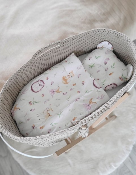 Kosz Mojżesza BOHO bawełniany Handmade z materacykiem - jasny beżowy Kosz Mojżesza BOHO bawełniany Handmade z materacykiem - jasny beżowy