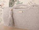 Kosz Mojżesza BOHO bawełniany Handmade z materacykiem - jasny beżowy
