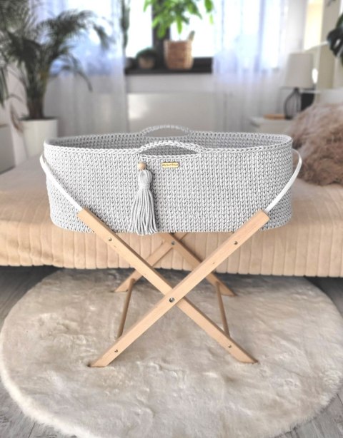 Kosz Mojżesza BOHO bawełniany Handmade z materacykiem - jasny szary Kosz Mojżesza BOHO bawełniany Handmade z materacykiem - jasny szary
