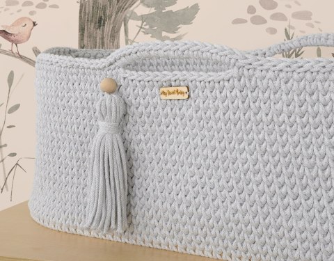 Kosz Mojżesza BOHO bawełniany Handmade z materacykiem - jasny szary Kosz Mojżesza BOHO bawełniany Handmade z materacykiem - jasny szary