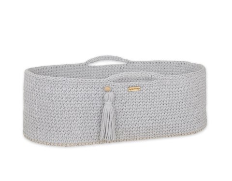 Kosz Mojżesza BOHO bawełniany Handmade z materacykiem - jasny szary Kosz Mojżesza BOHO bawełniany Handmade z materacykiem - jasny szary
