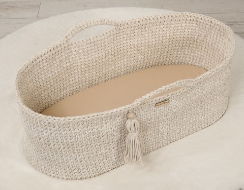 Prześcieradło bawełniane do kosza Mojżesza Boho wózka gondoli 75x35 cm - beżowe Prześcieradło bawełniane do kosza Mojżesza Boho wózka gondoli 75x35 cm - beżowe