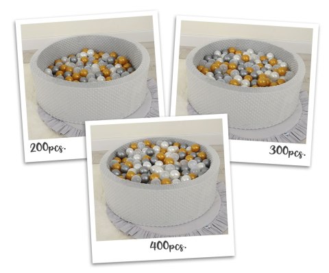Suchy basen minky H-30 cm z piłkami 200szt.- jasnoszary Suchy basen minky H-30 cm z piłkami 200szt.- jasnoszary