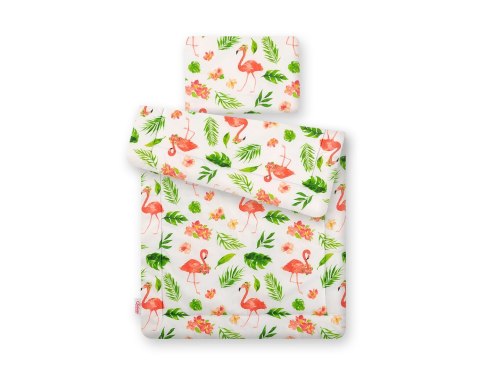 Komplet pościeli dla niemowląt z wypełnieniem 2-cz 75x100cm NEWBORN - flamingi koralowe Komplet pościeli dla niemowląt z wypełnieniem 2-cz 75x100cm NEWBORN - flamingi koralowe