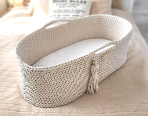 Kosz Mojżesza BOHO bawełniany Handmade z materacykiem - śmietanka Kosz Mojżesza BOHO bawełniany Handmade z materacykiem - śmietanka